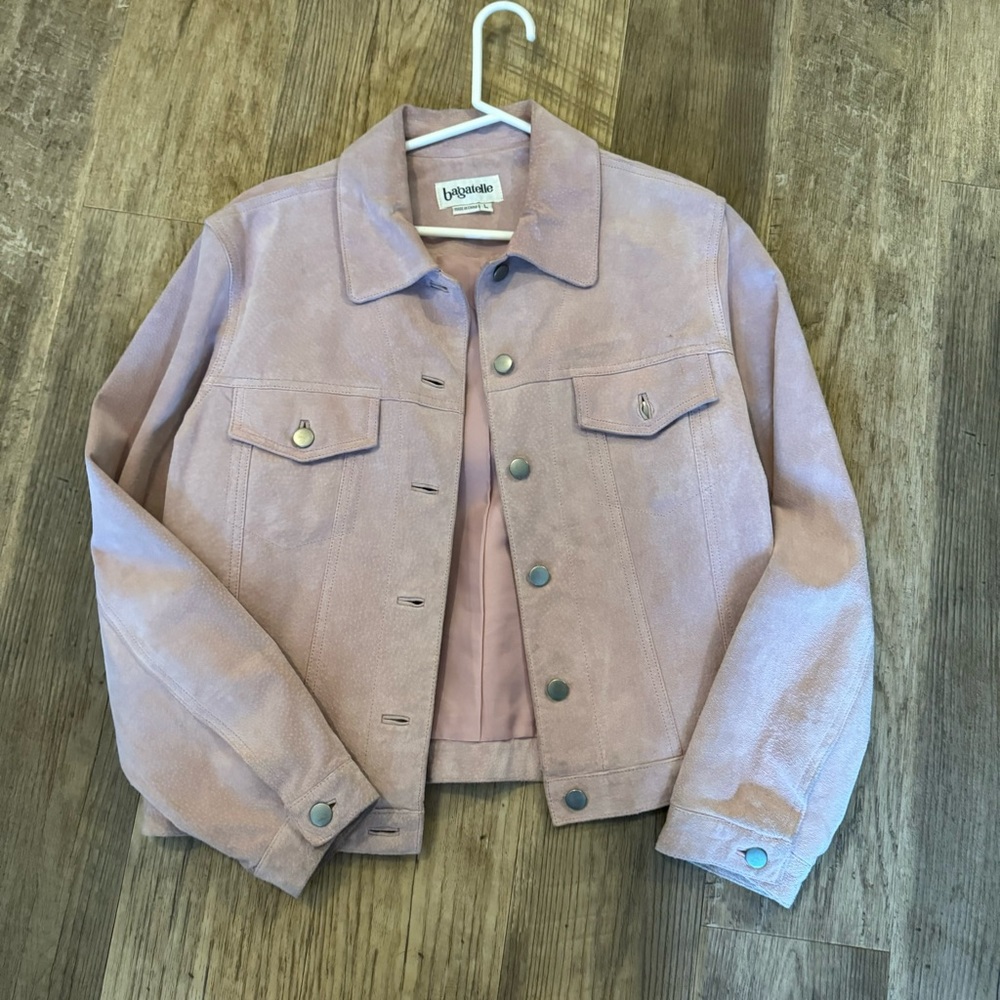 Light Pink Suede Button Front Jacket - image 1
